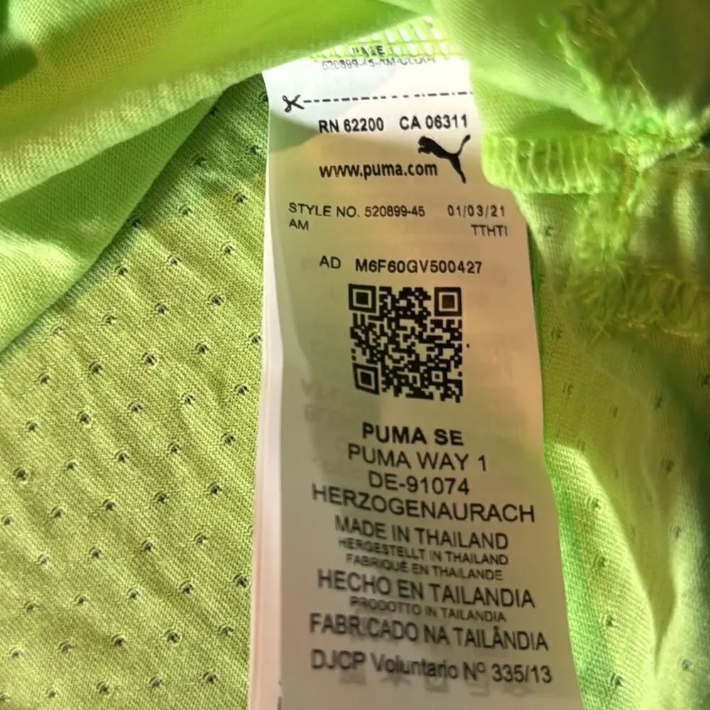 Puma Training T-Shirt Regular Fit Dry Cell Green Glare Size S NWT
